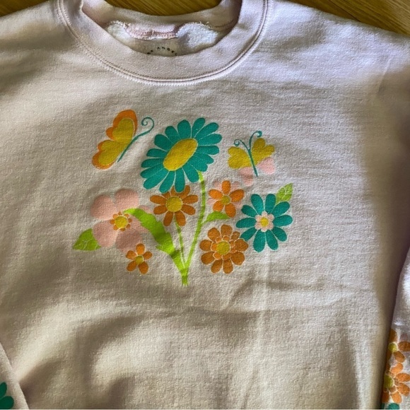 PacSun LA Pink Floral Crewneck Sweatshirt Women’s Small - Picture 4 of 6